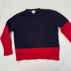 Sundry Two-Tone Blue and Red Crew Neck Sweater